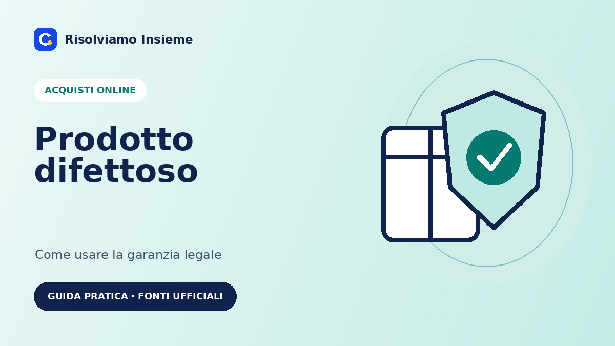 Illustrazione di un prodotto protetto da garanzia per la guida ai prodotti difettosi