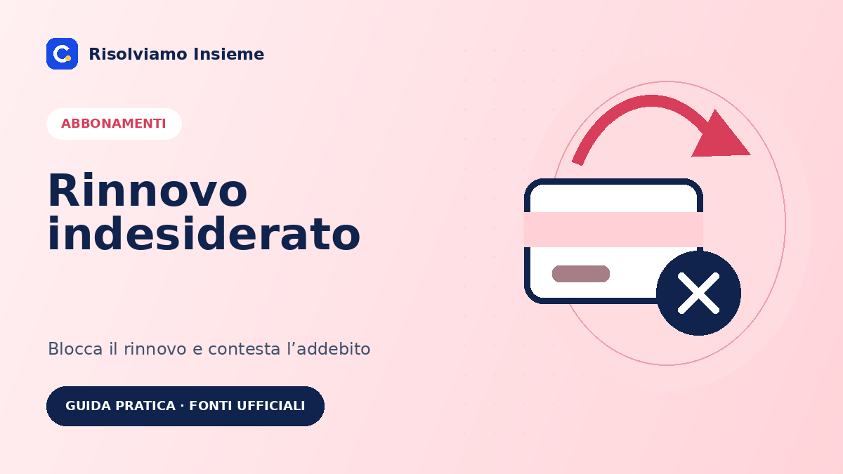 Illustrazione di una carta e un rinnovo bloccato per la guida agli abbonamenti indesiderati