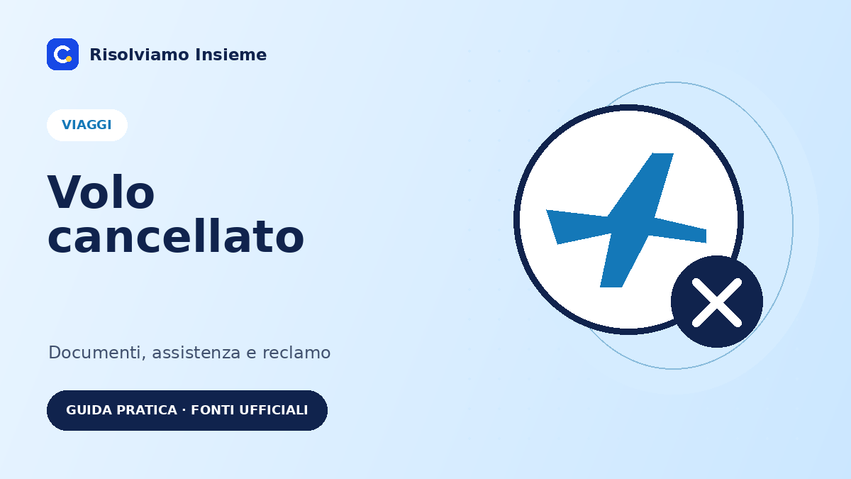 Illustrazione di un aereo cancellato per la guida a documenti, assistenza e reclamo