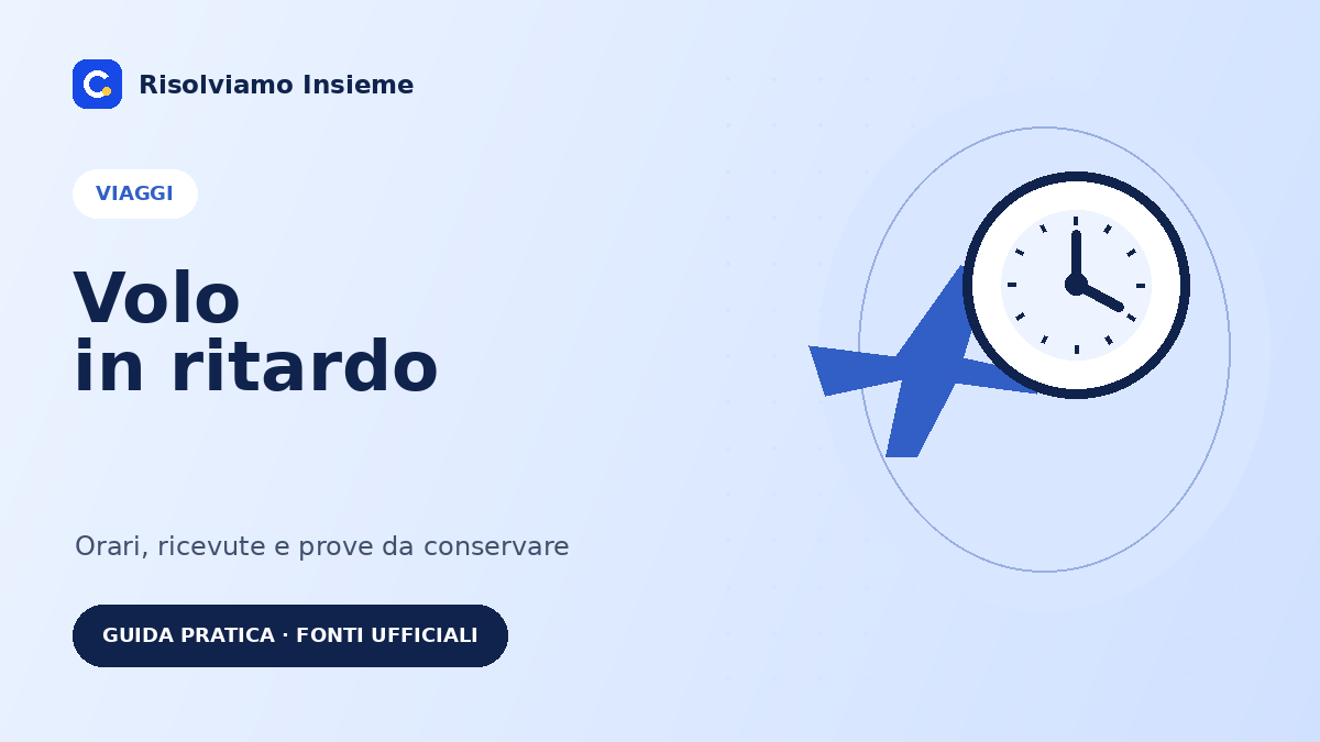 Illustrazione di un aereo e un orologio per la guida ai voli in ritardo